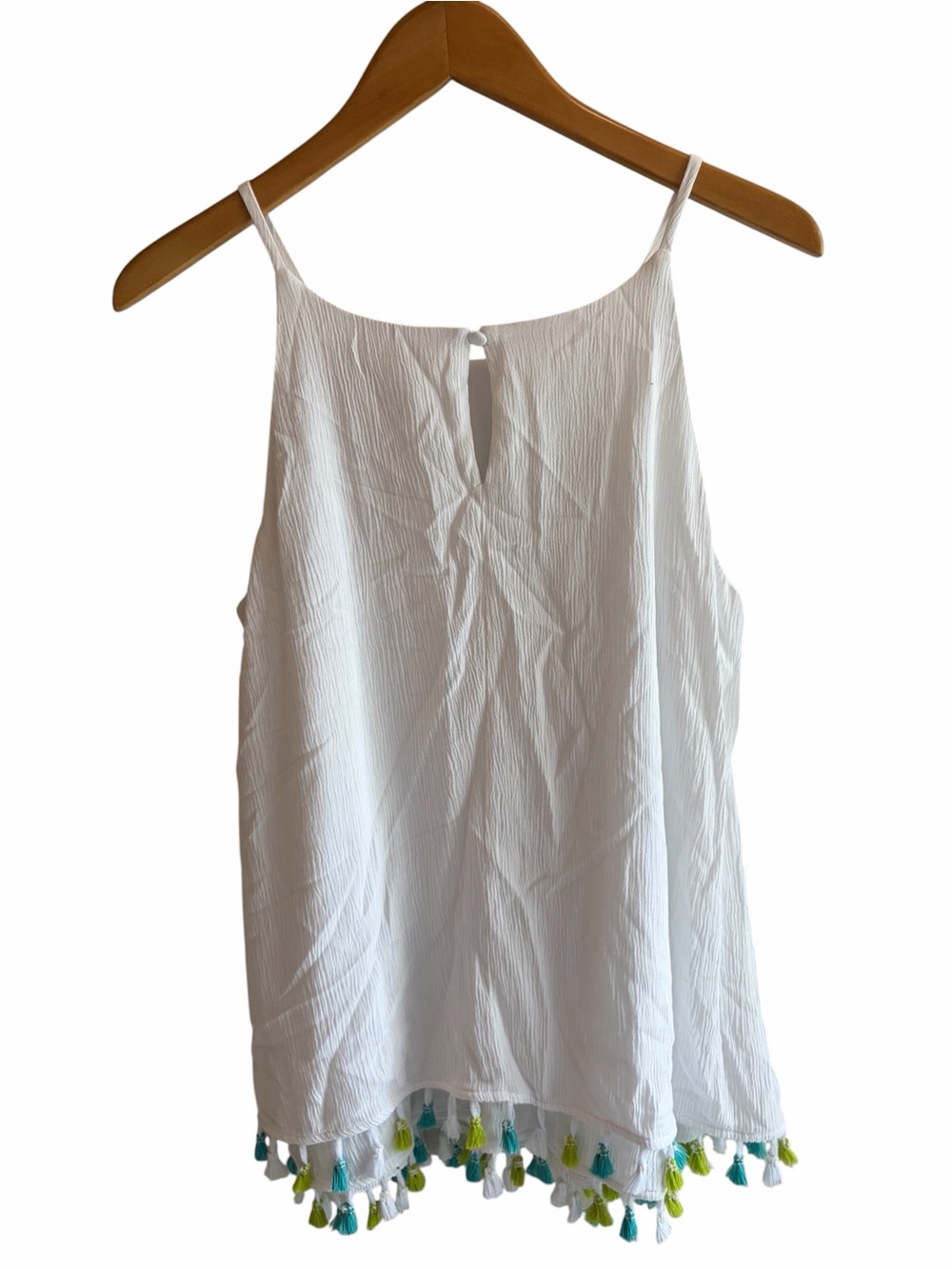 HAILEY LYN White Pom Trim Tunic / Swim Cover Up - Picture 2 of 6